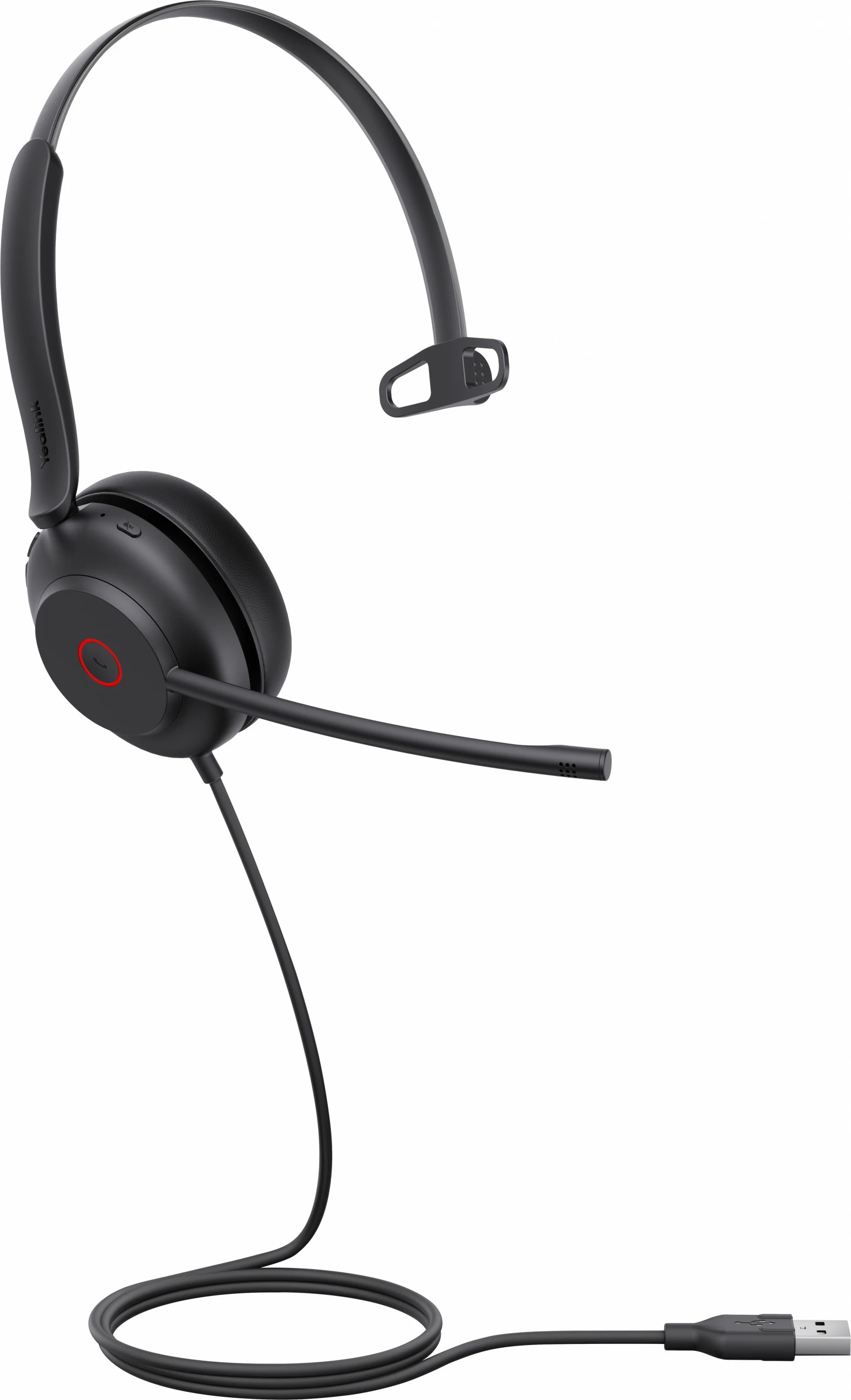 Monauralne slušalke z mikrofonom za pisarno/call center, Yealink UH35 Mono UC, USB-A, črne