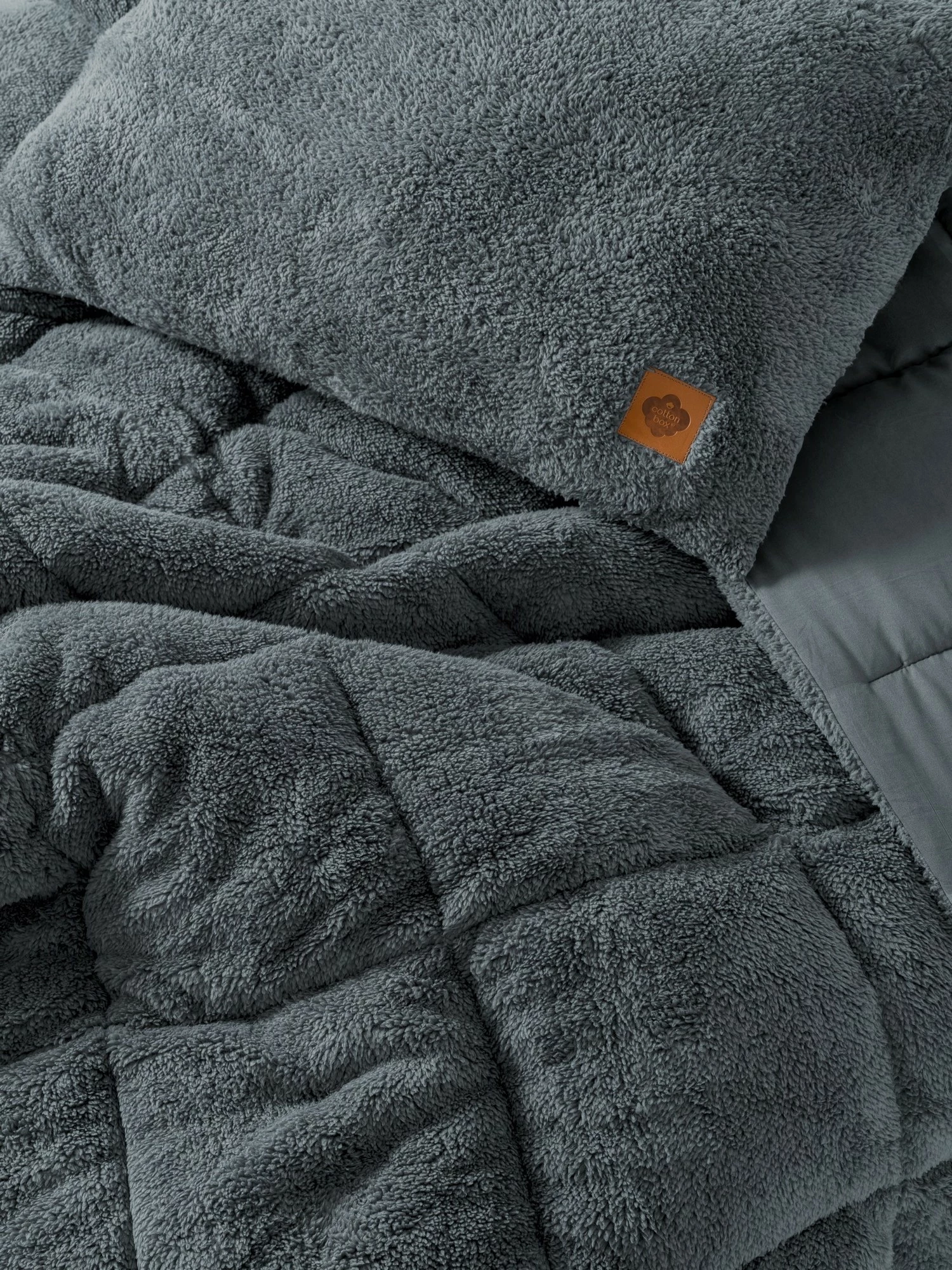 Enojni komplet odeje in blazine, pliš, siva, L'essentiel