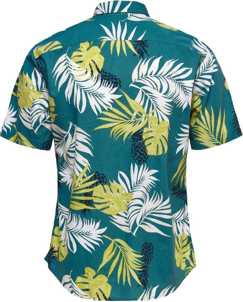 Krščasta s cvetličnim vzorcem, zelena — Only & Sons moška srajca