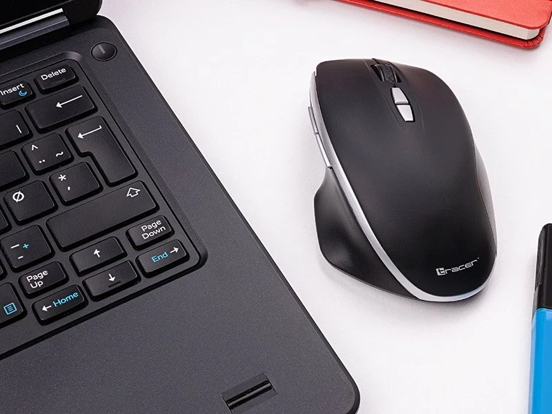 Ergonomičen brezžični miška Tracer PERFECT RF 2.4 GHz, 8 gumbov, črno-srebrna