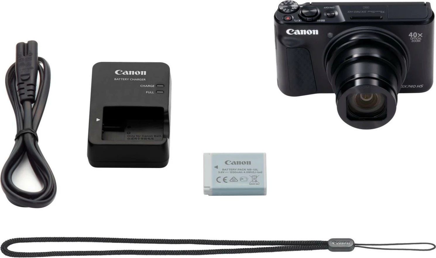 Kompaktni fotoaparat Canon PowerShot SX740 HS, 20,3 MP, 40x optični zoom, 4K, Wi‑Fi, črn