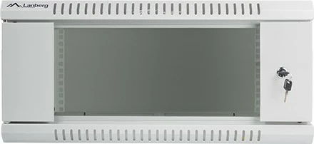 Stenski omarica za omrežje 19", 4U, 600x600 mm, steklo, Lanberg WF01-6604-10S, siva