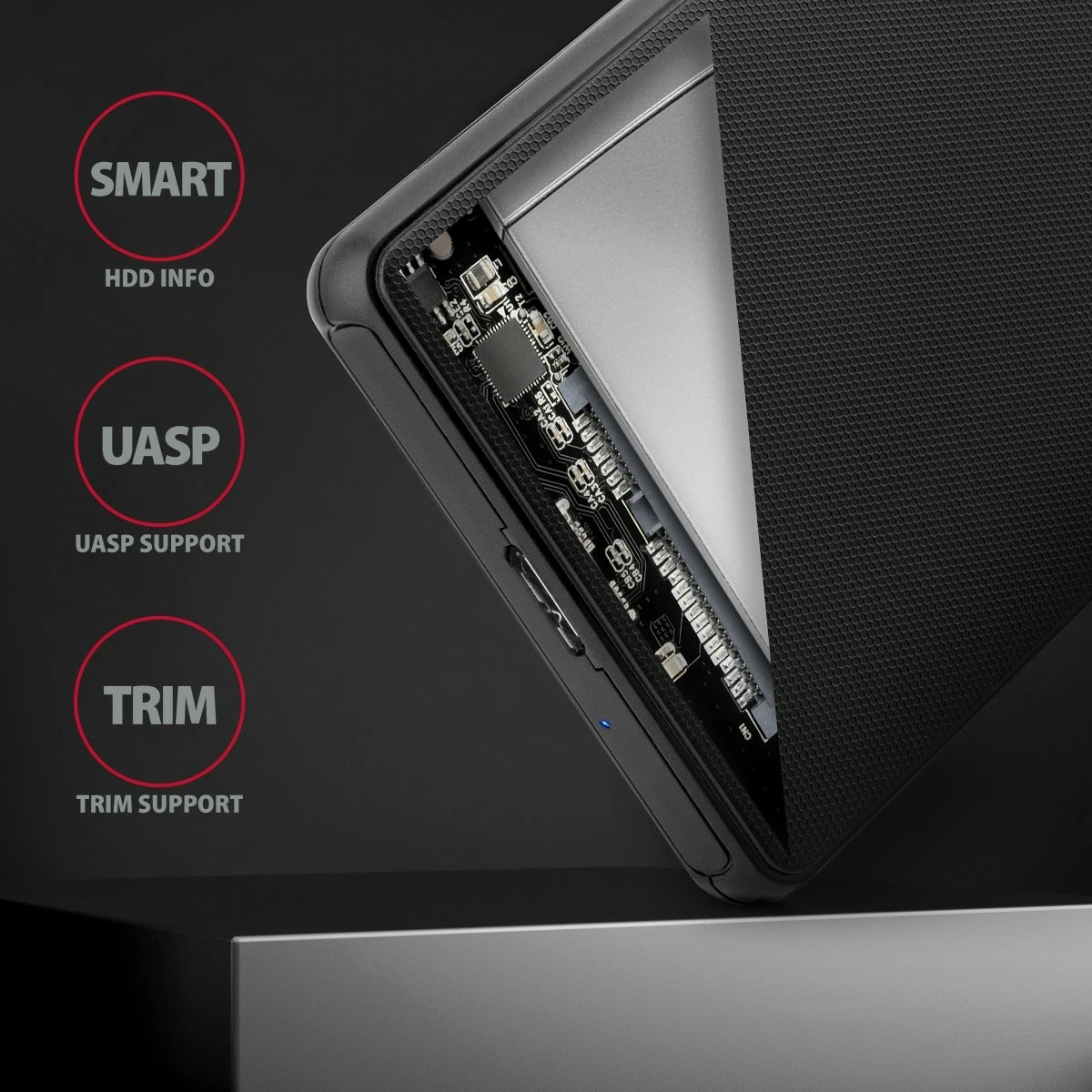 Zunanje ohišje za 2,5" HDD/SSD AXAGON EE25-SL, USB 3.2 Gen1, črno Zunanje ohišje za 2,5" HDD/SSD AXAGON EE25-SL, USB 3.2 Gen1, črno