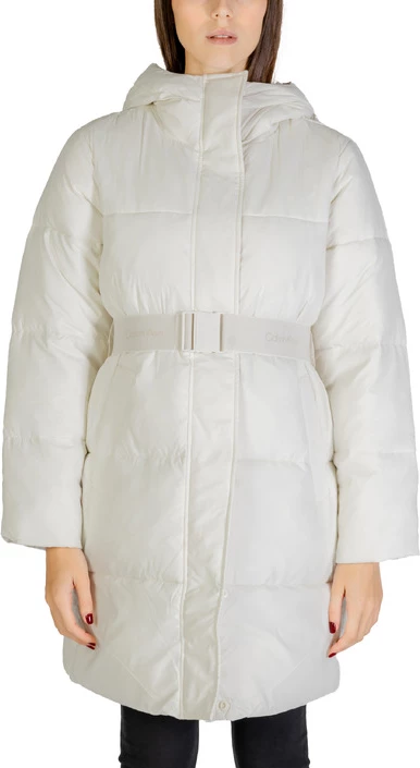 Jakna s kapuco in visokim ovratnikom Calvin Klein Jeans, bela