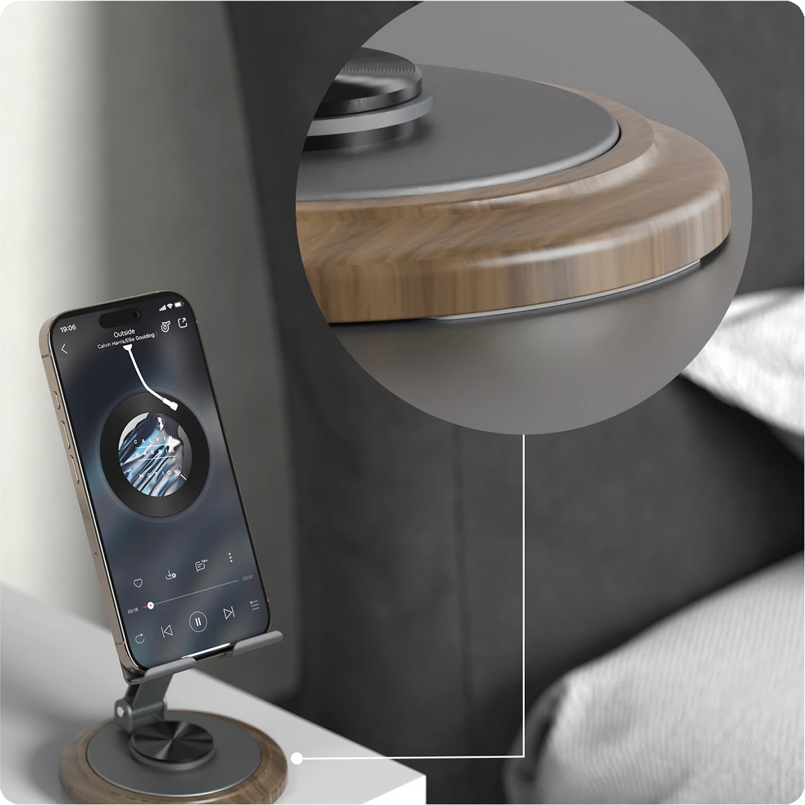 Držalo za telefon Dudao F17M, kovinsko, 360°, sivo