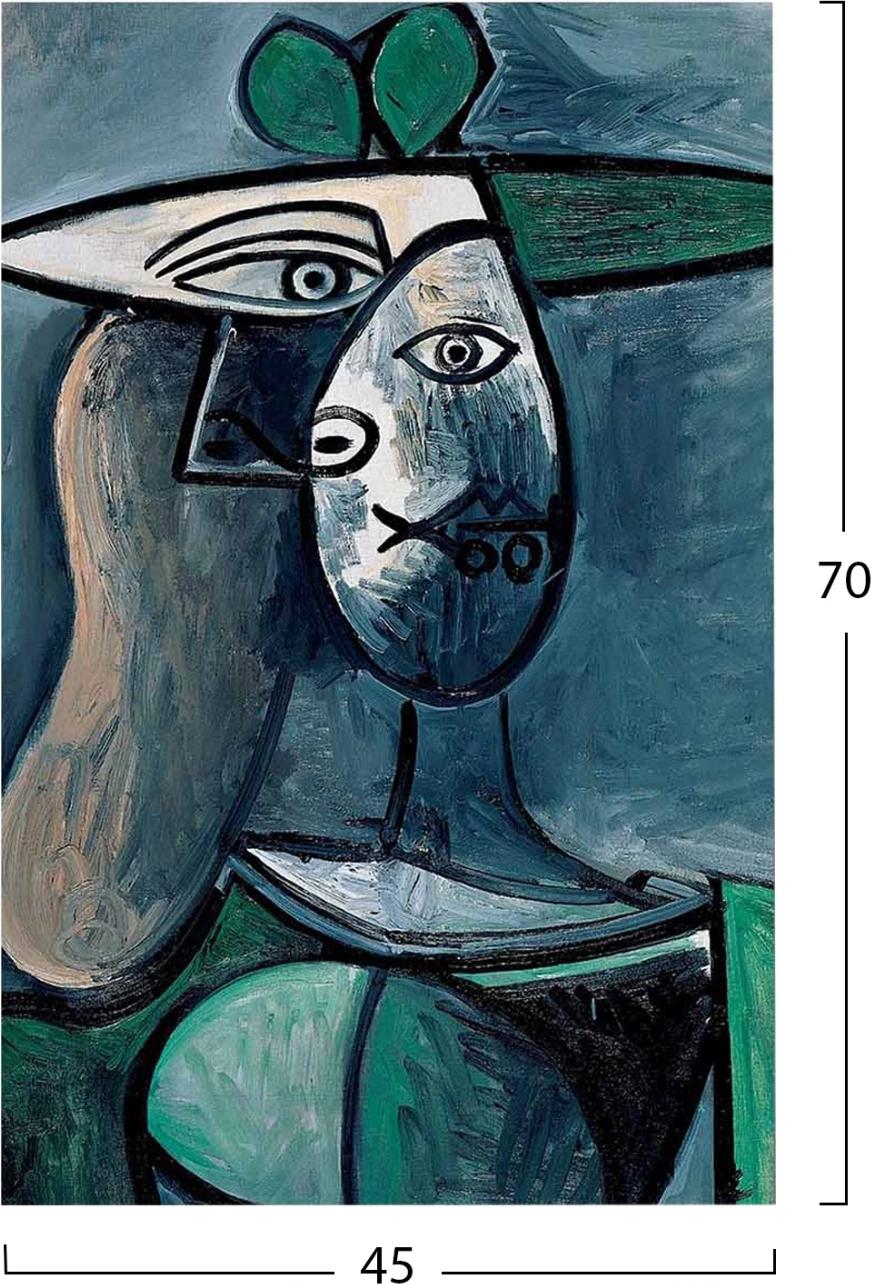 Stenska umetnost Ženska z zelenim klobukom FH7193.01 45X70X3 cm