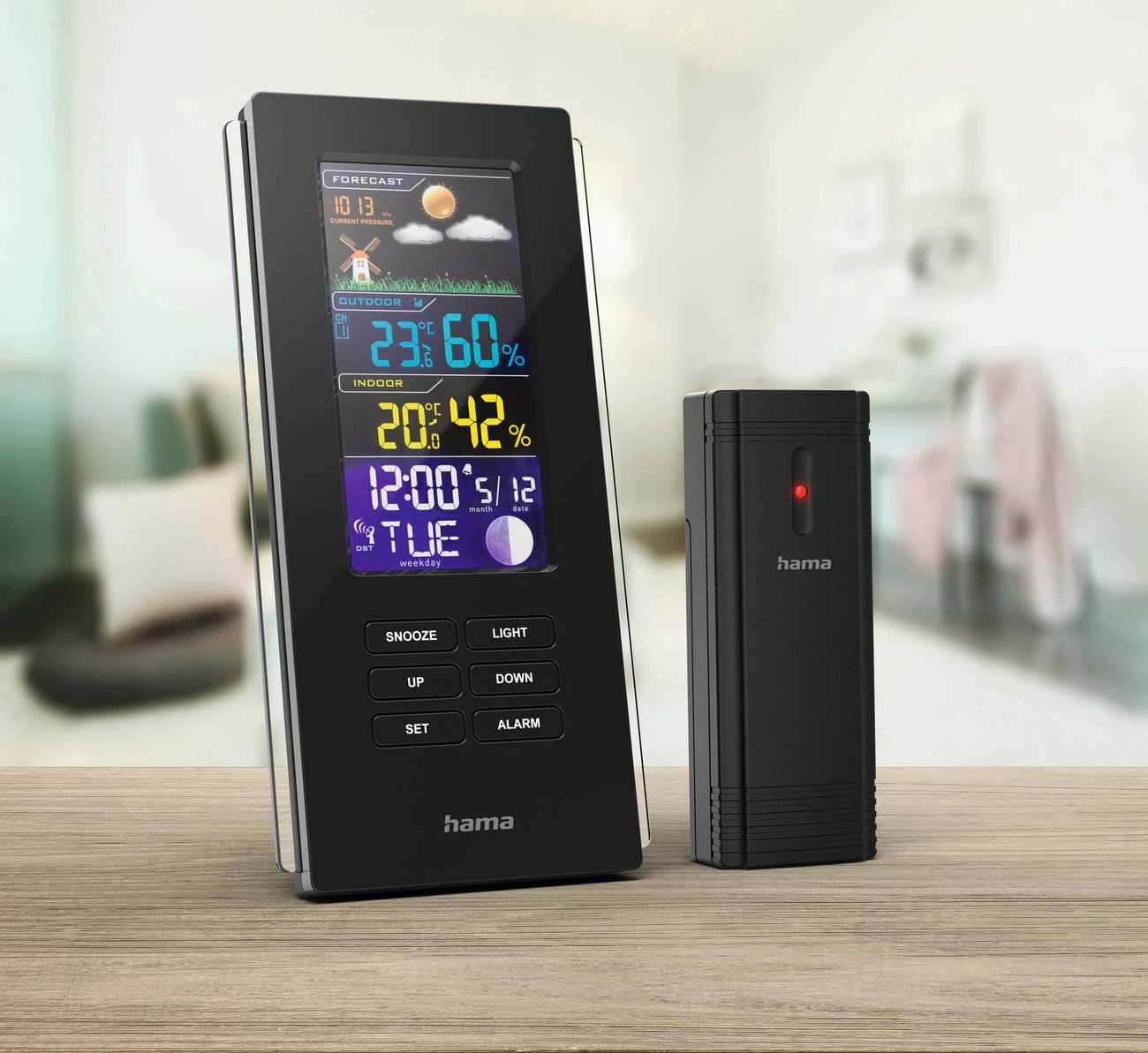 Vremenska postaja z barvnim zaslonom Hama Color Edge, črna