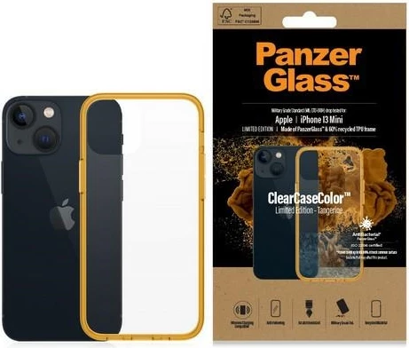 Ovitek za telefon PanzerGlass ClearCase za iPhone 13 Mini, prozoren/rumen