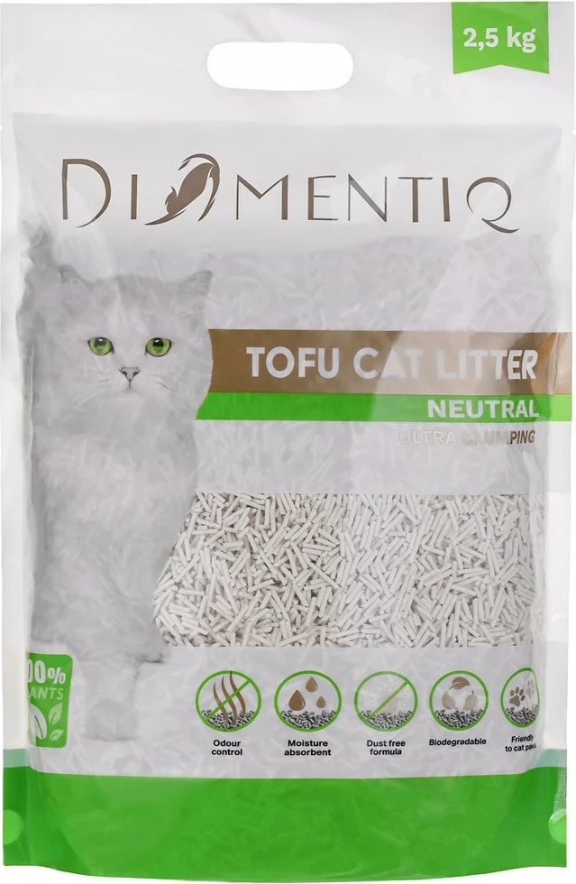 Leter za mačke Tofu Neutral Ultra, DIAMENTIQ, 2,5 kg