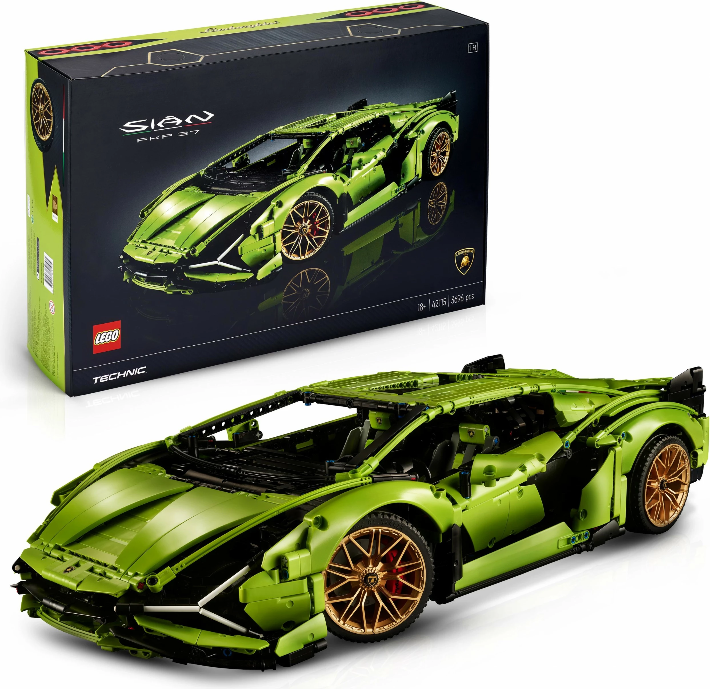 Set gradnje LEGO Technic Lamborghini Sián FKP 37, 8+ let, plastika, 457 kosov, večbarven