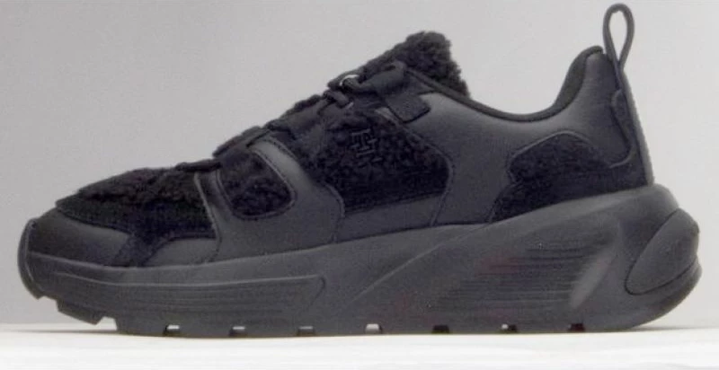 Ženske čevlje Fur Fashion Runner, Tommy Hilfiger, črne