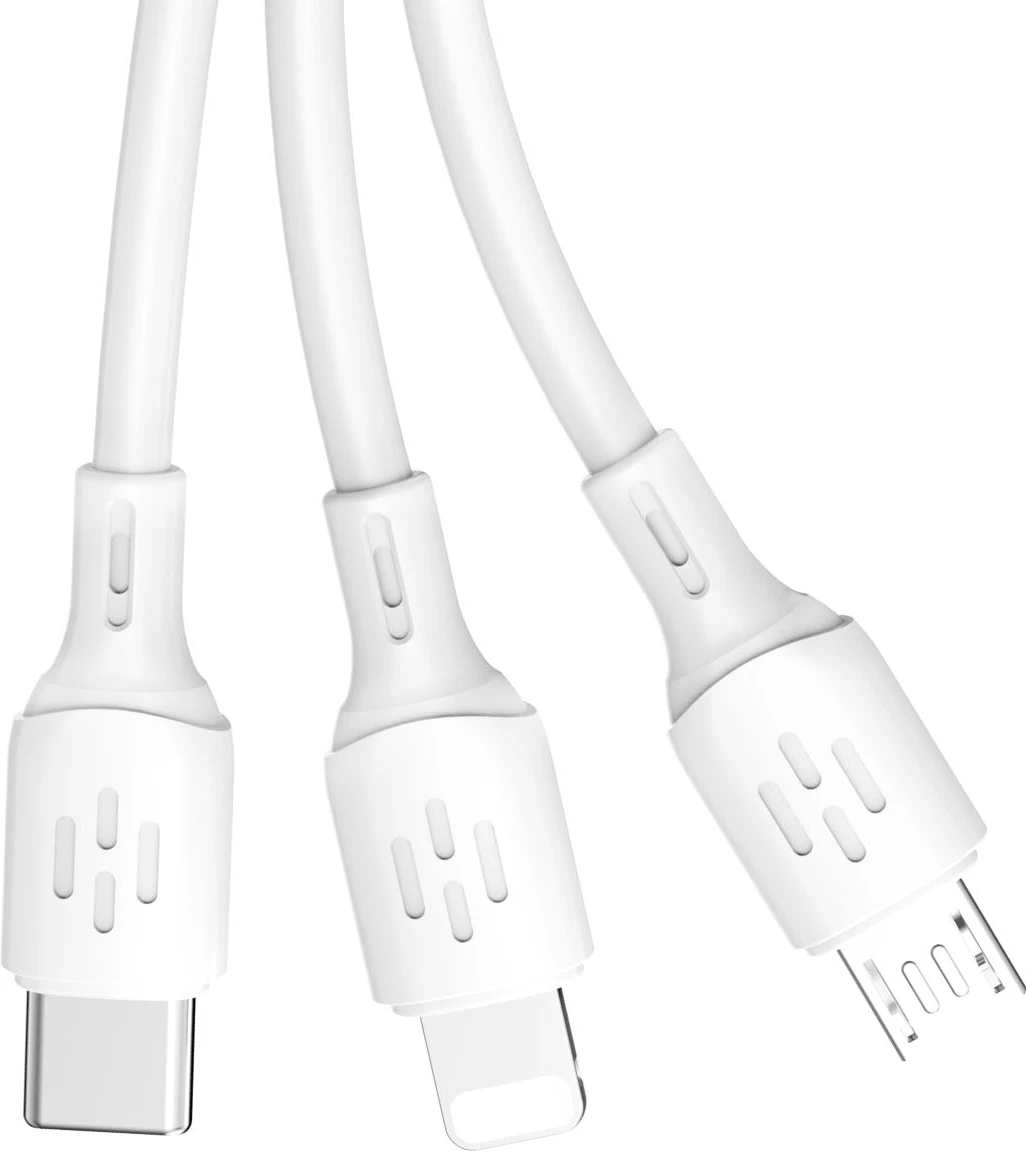 3-v-1 USB kabel Dudao L8AW, 1,2 m, 6A, bel