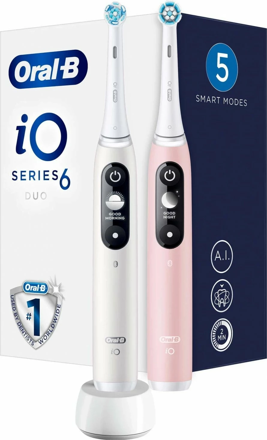 Električna zobna ščetka iO Series 6, Oral-B, Bluetooth, bela/rožnata