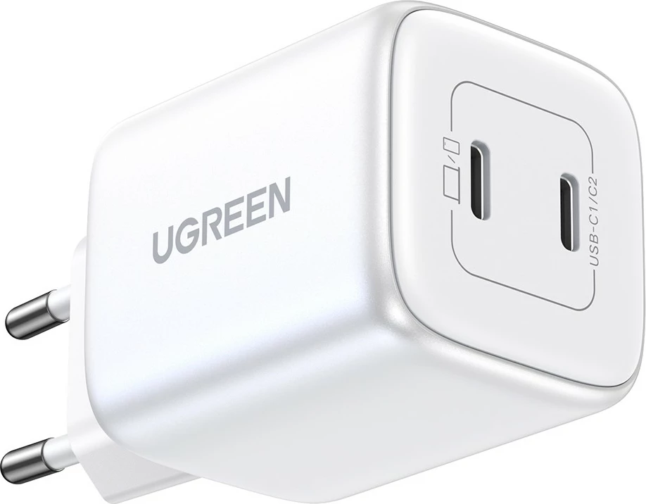 Hitri polnilnik 45W, 2x USB Type-C, bel — Ugreen 15327 Hitri polnilnik 45W, 2x USB Type-C, bel — Ugreen 15327