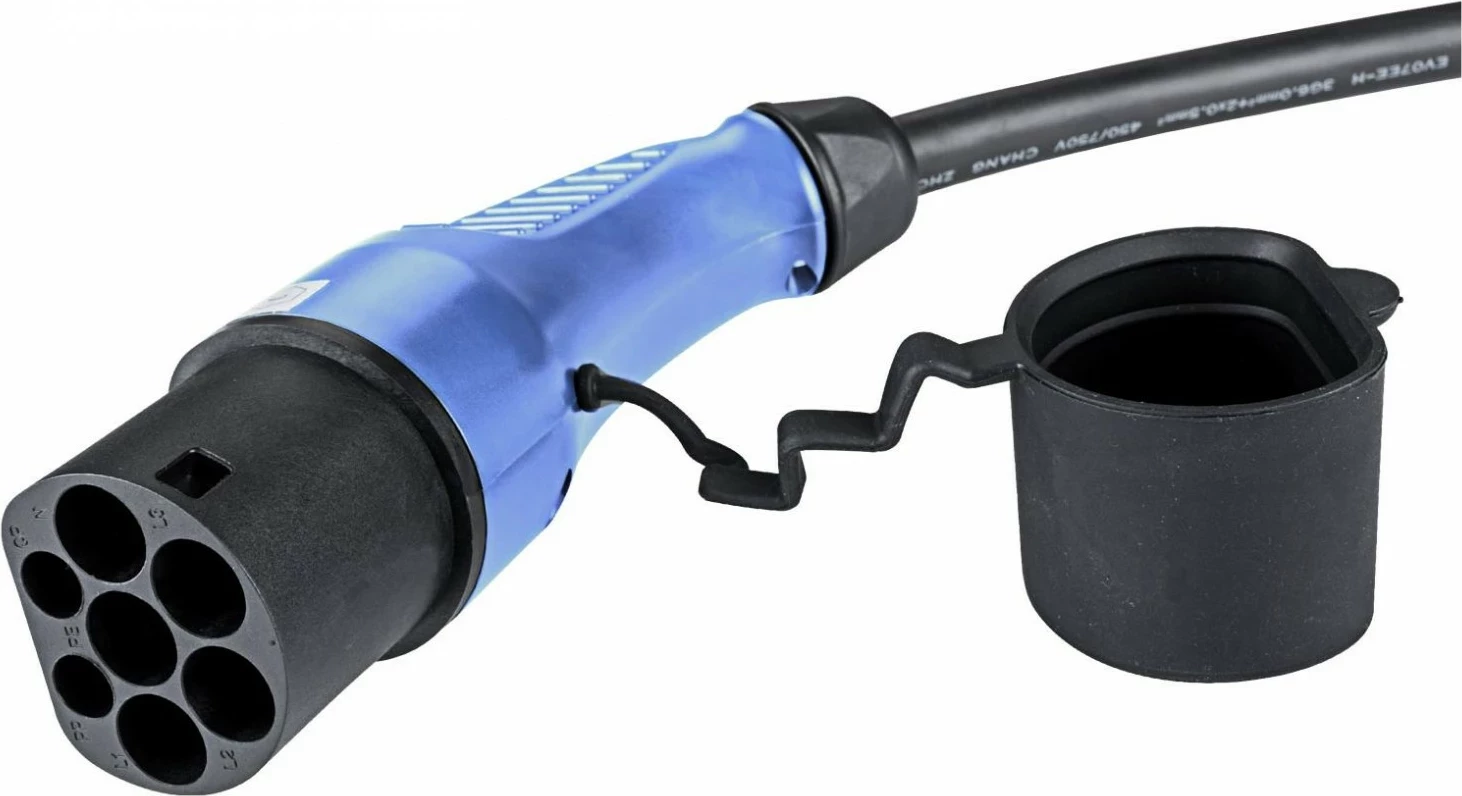 Polnilni kabel za električno vozilo Akyga AK-EC-08, Type 2/Type 1, eno-fazni, 32 A, 7,2 kW, 6 m, črno-modra