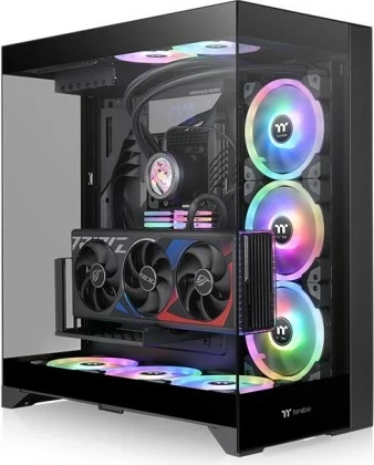 Midi tower računalniško ohišje s kaljenim steklom, Thermaltake CTE E550 TG, ATX/E-ATX, USB-C, 8 ležišč za diske, črno