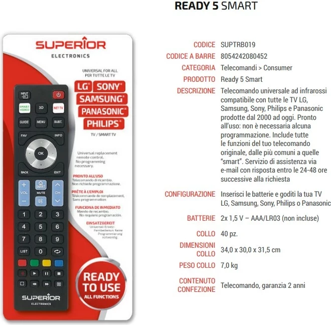 Univerzalni daljinec Superior R5 za Samsung, LG, Panasonic, Sony, Philips