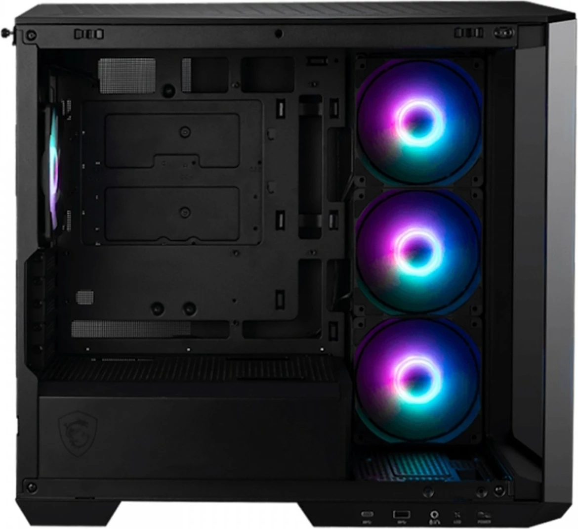 Panoramsko ohišje MSI MAG PANO M100R PZ, Micro Tower, RGB, kaljeno steklo, črno