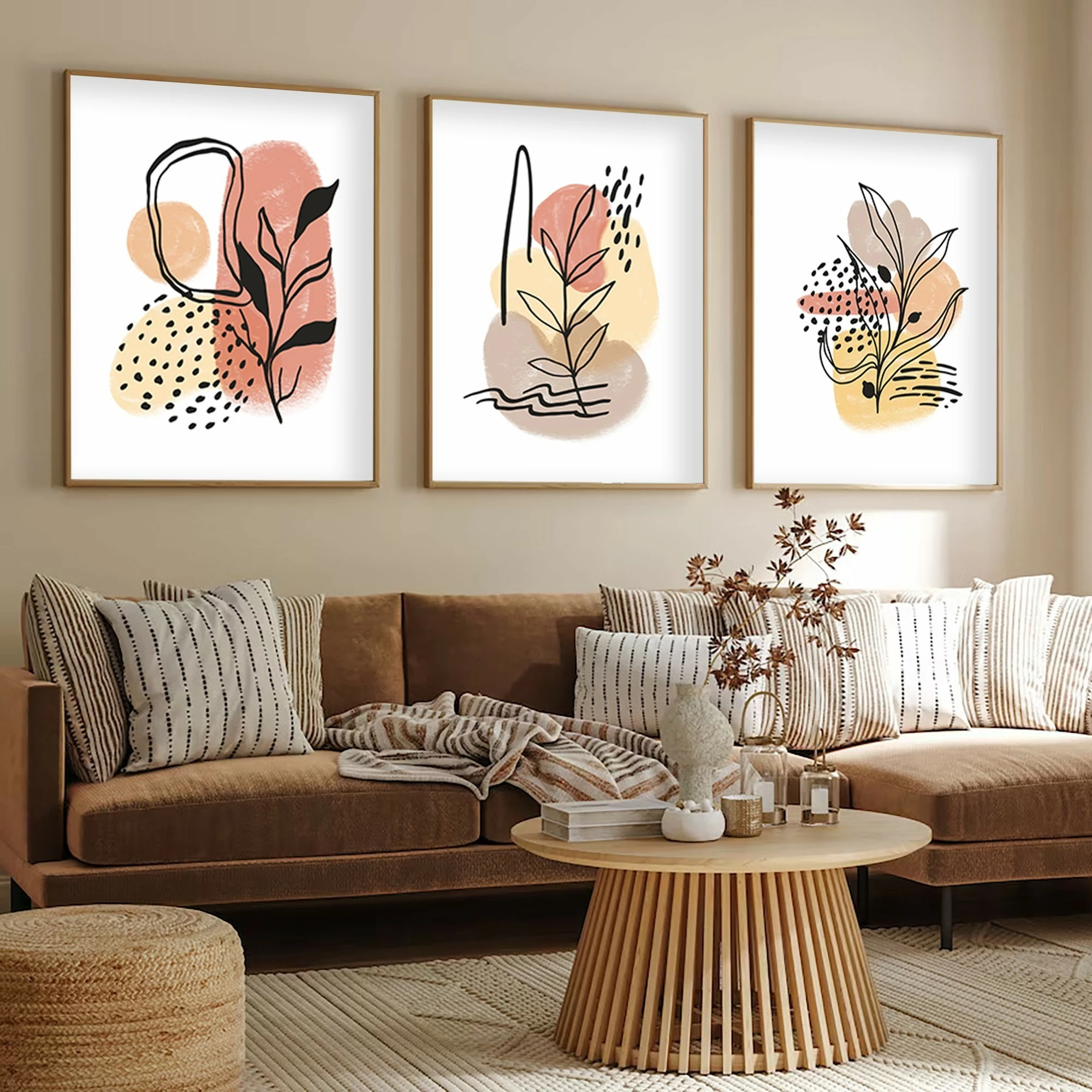 Dekorativna slika s okvirjem, MDF, večbarvna, komplet 3 kosov, Wallity Huhu226, 50 x 70 cm