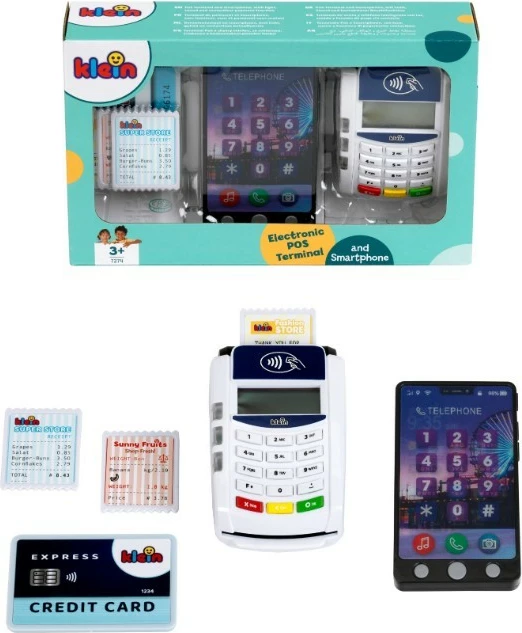 Igralni set elektronski POS-terminal s pametnim telefonom, 7 kosov, luč in zvoki, 3+, večbarven, Klein 7274