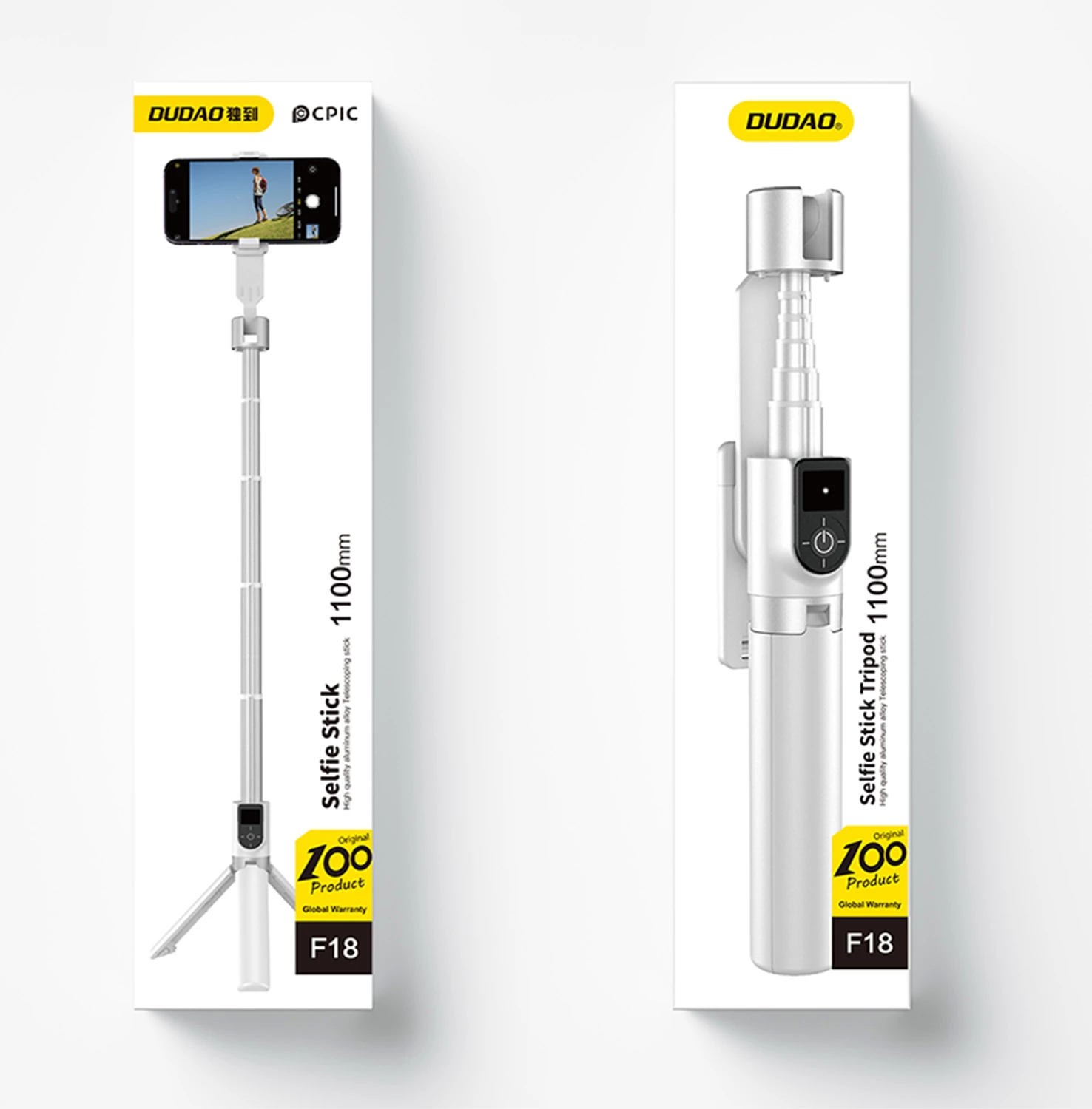 Selfie palica s trinožnikom, Bluetooth, bela Dudao F18W