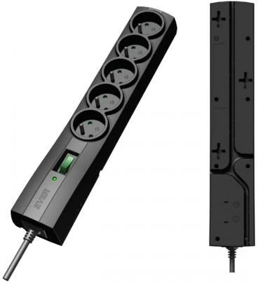 Električna razdelilna vtičnica CLASSIC 5 AC Ever, 250 V, 1,5 m, črna