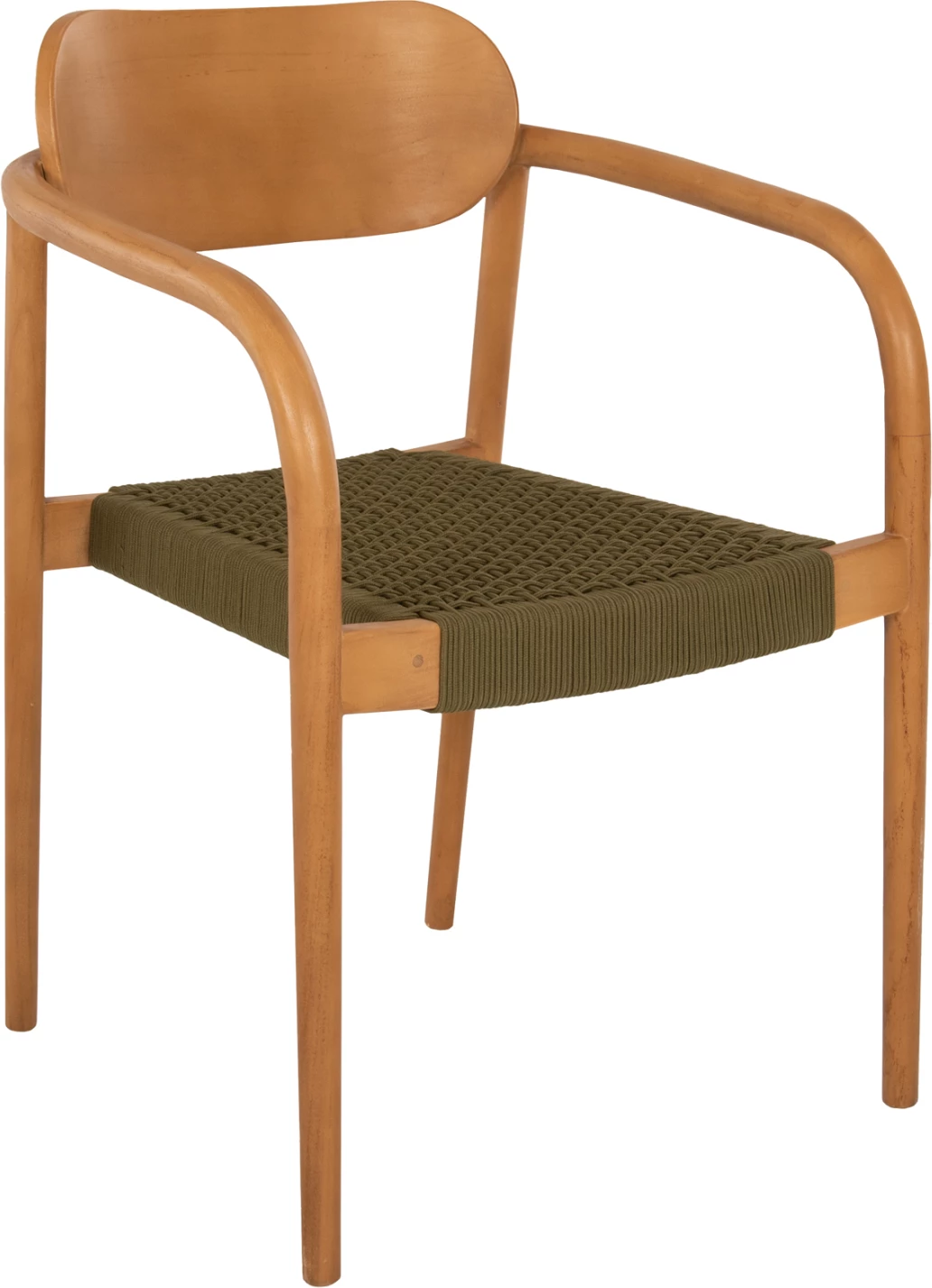 Fotelj OSLO FH9636.05 iz tikovine v naravni barvi in z zeleno vrvjo 55x54x80Hcm