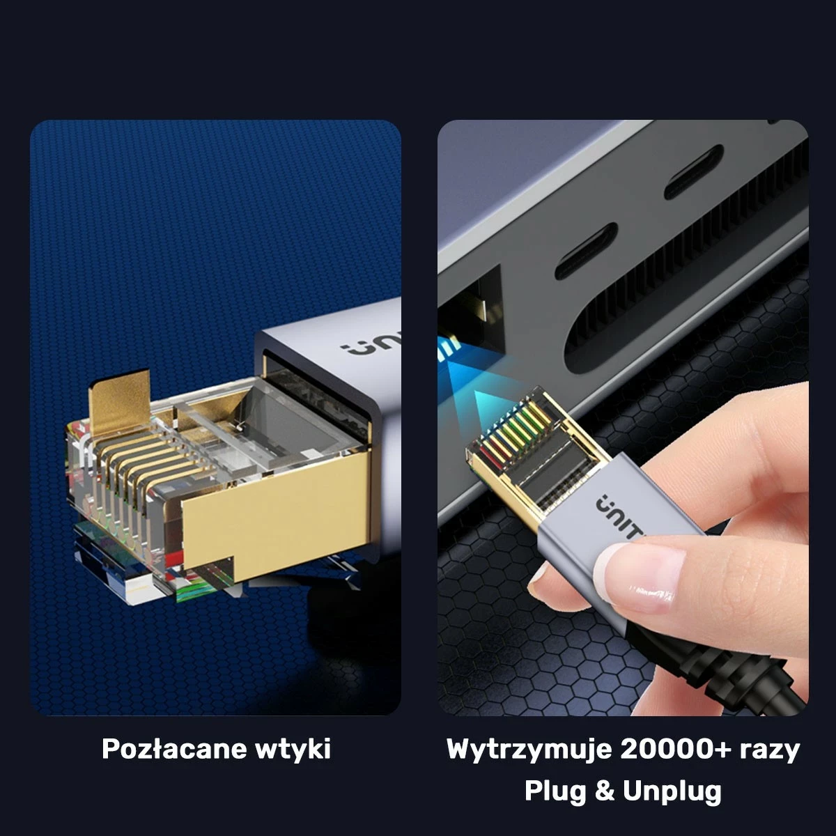 Ethernet kabel Unitek, RJ-45 LAN, patchcord cat.8, 2 m, črno-siv