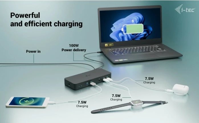 Razširitev vrat i-tec C31INTGTRI4KDOCPD, 100W, črna