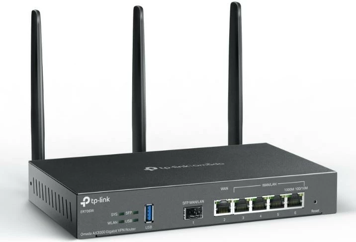 Usmerjevalnik Wi‑Fi 6 AX3000, 6 Gigabit vrat, 3 antene, črn, TP-LINK ER706W