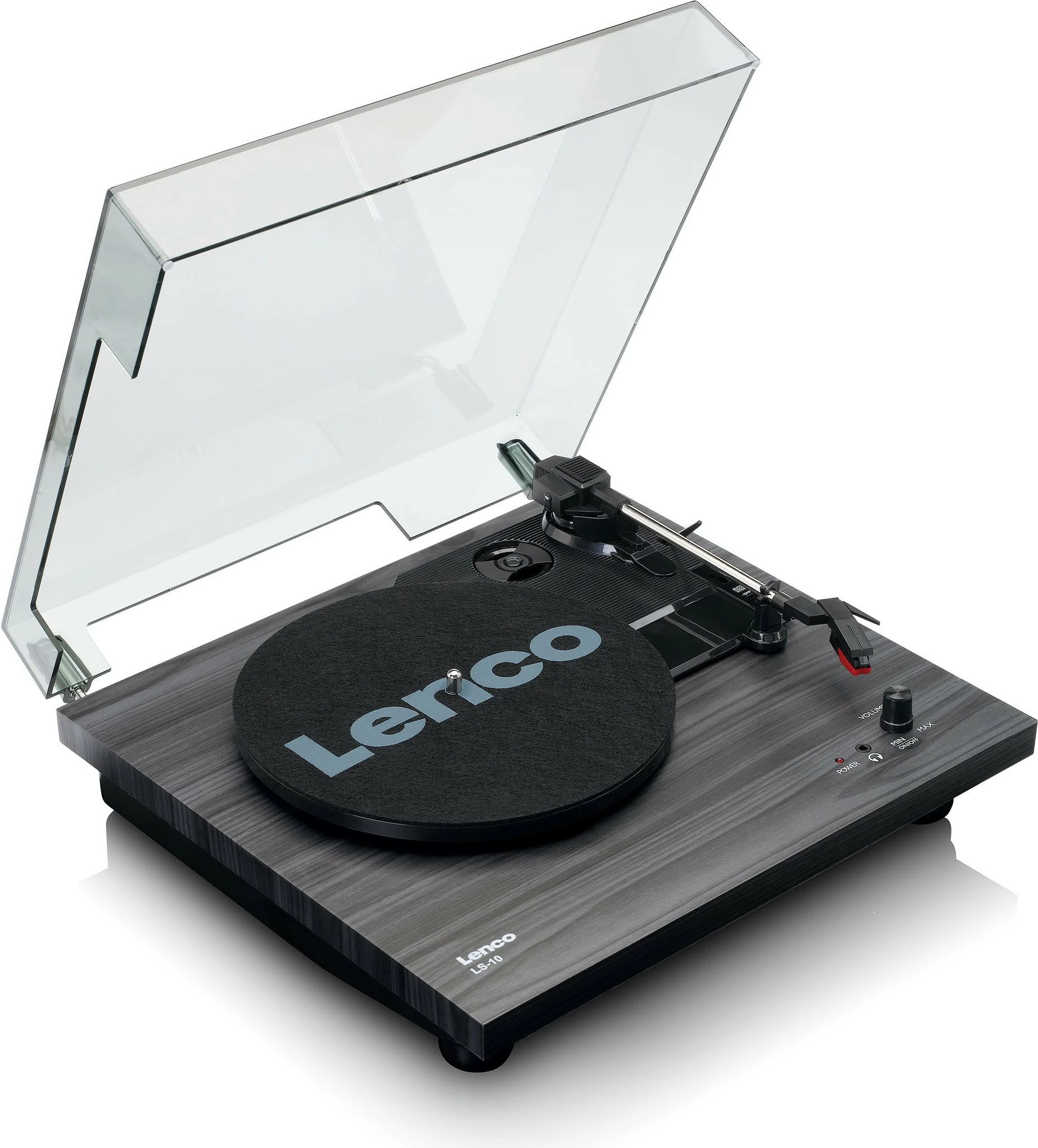 Gramofon z zvočniki Lenco LS-10BK, 3,5 mm, RCA, črno/leseno Gramofon z zvočniki Lenco LS-10BK, 3,5 mm, RCA, črno/leseno