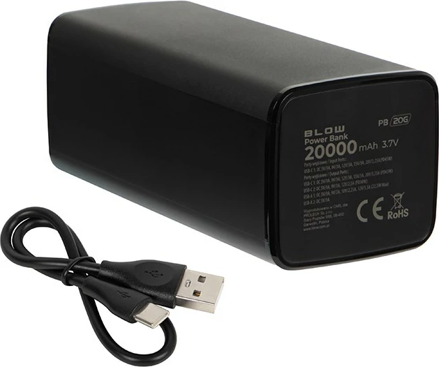 Power bank 20000mAh, 65W, črn BLOW PB20G