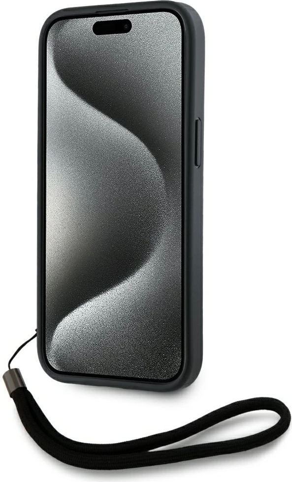 Ovitek za telefon Saffiano Athleisure Stripes Cord za iPhone 15, rožnat, Karl Lagerfeld