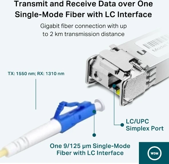 Transceiver modul za omrežje TP-Link TL-SM321A, optični vlakno, 1250 Mbit/s, SFP