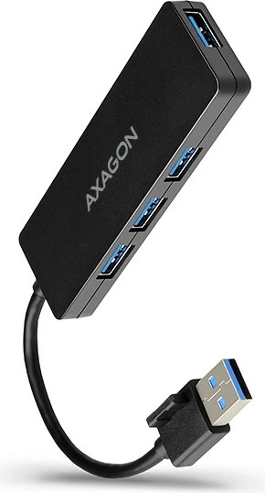 USB razdelilec AXAGON HUE-G1A, 4 vrata, USB 3.2 Gen 1, kabel 14 cm, črn