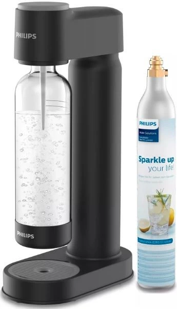 Gazator vode, Philips ADD4901BK/10, plastika, 1 L, črn, z CO2 jeklenko
