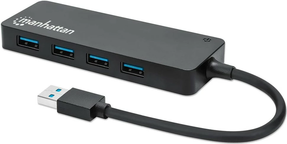 USB razdelilec MANHATTAN 4-portni USB 3.2 Gen 1, 4× USB-A, črn