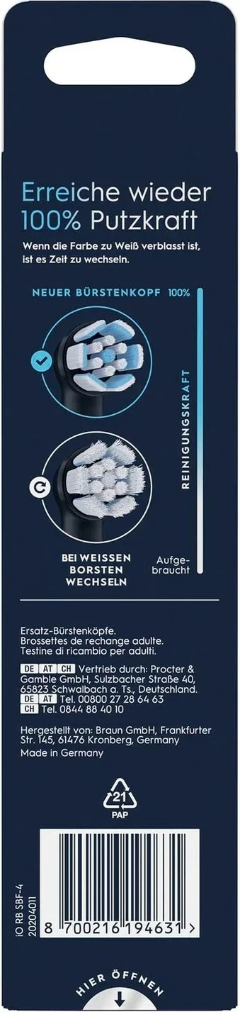 Zamenjalne glave za Oral-B iO, 4 kosa, črne, mehansko čiščenje