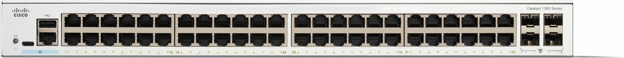Upravljan stikalo Cisco Catalyst 1300-48T-4G, 48 x GE, 4 x 1GE SFP, L2/L3, belo