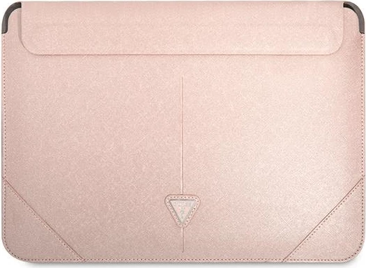 Ovitek za prenosnik Saffiano s trikotnim logotipom Guess, 14", rožnat