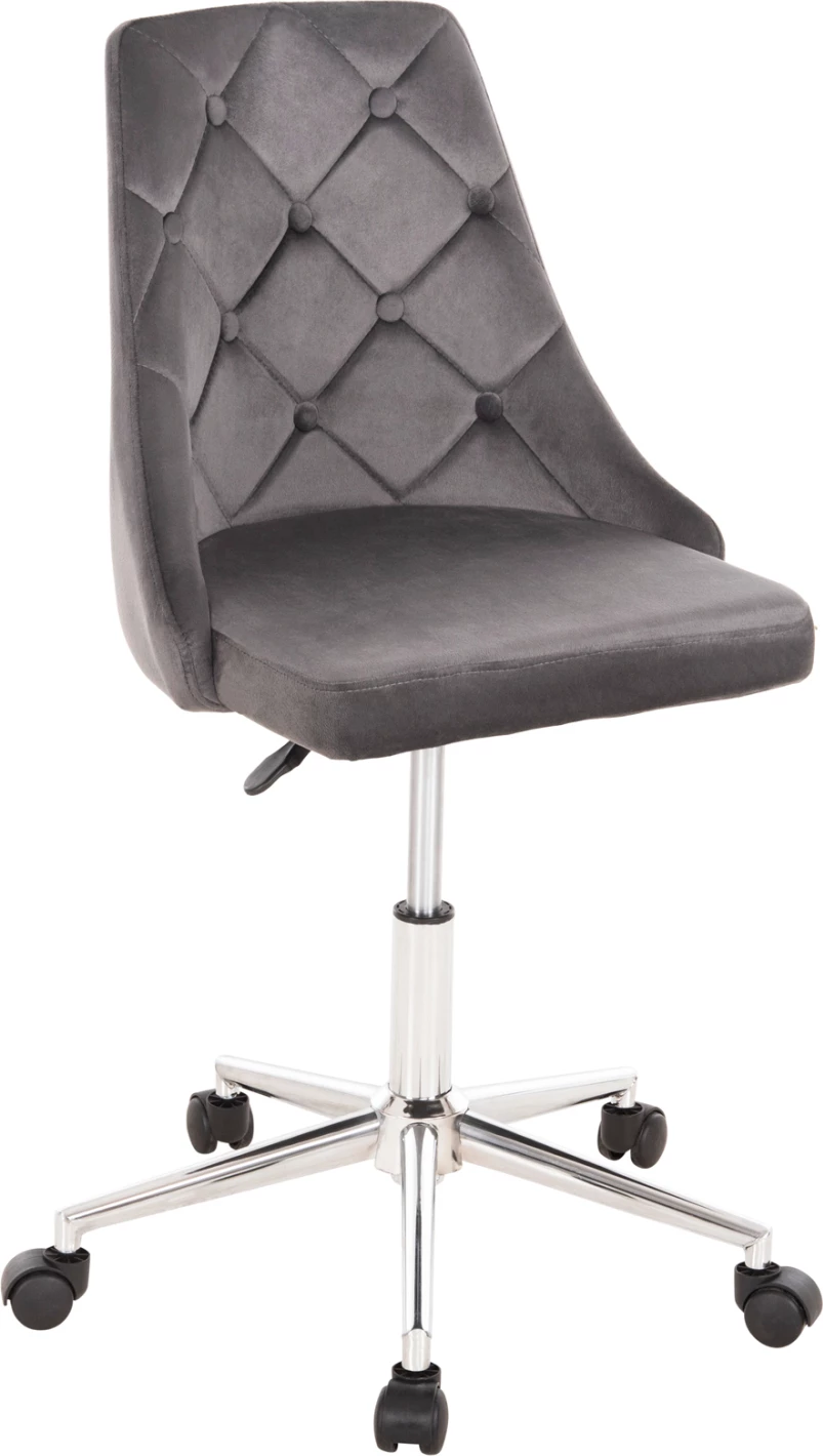 Pisarniški stol HORACE FH9010.01 sivo žametno-kromirano kovinsko podnožje 66x66x88-102Hcm