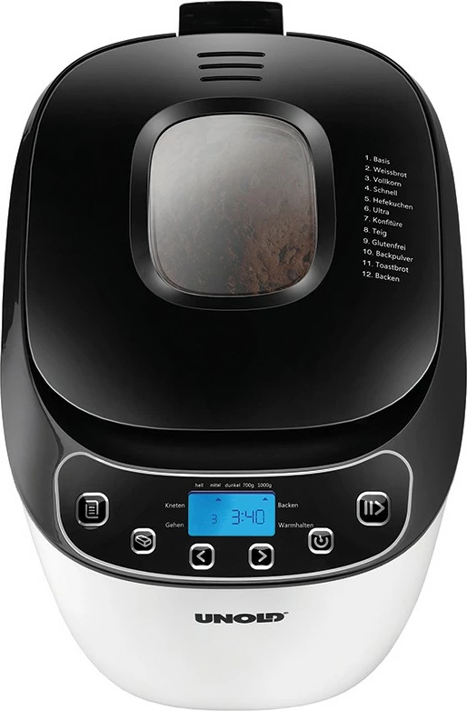 Peka kruha, programabilni timer, kontrola zapečenosti, ogrevanje, pogledno okno, UNOLD 68010, 1 kg, bela