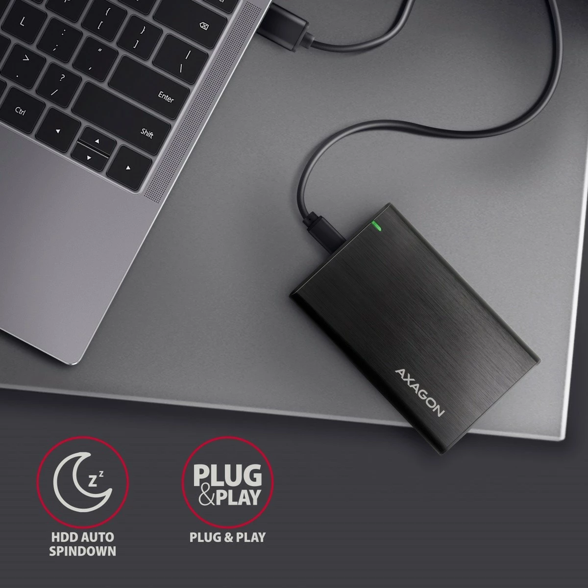 Zunanji ohišje za SSD/HDD 2,5" AXAGON EE25-A6C, USB-C 3.2 Gen 1, aluminij, karbon Zunanji ohišje za SSD/HDD 2,5" AXAGON EE25-A6C, USB-C 3.2 Gen 1, aluminij, karbon