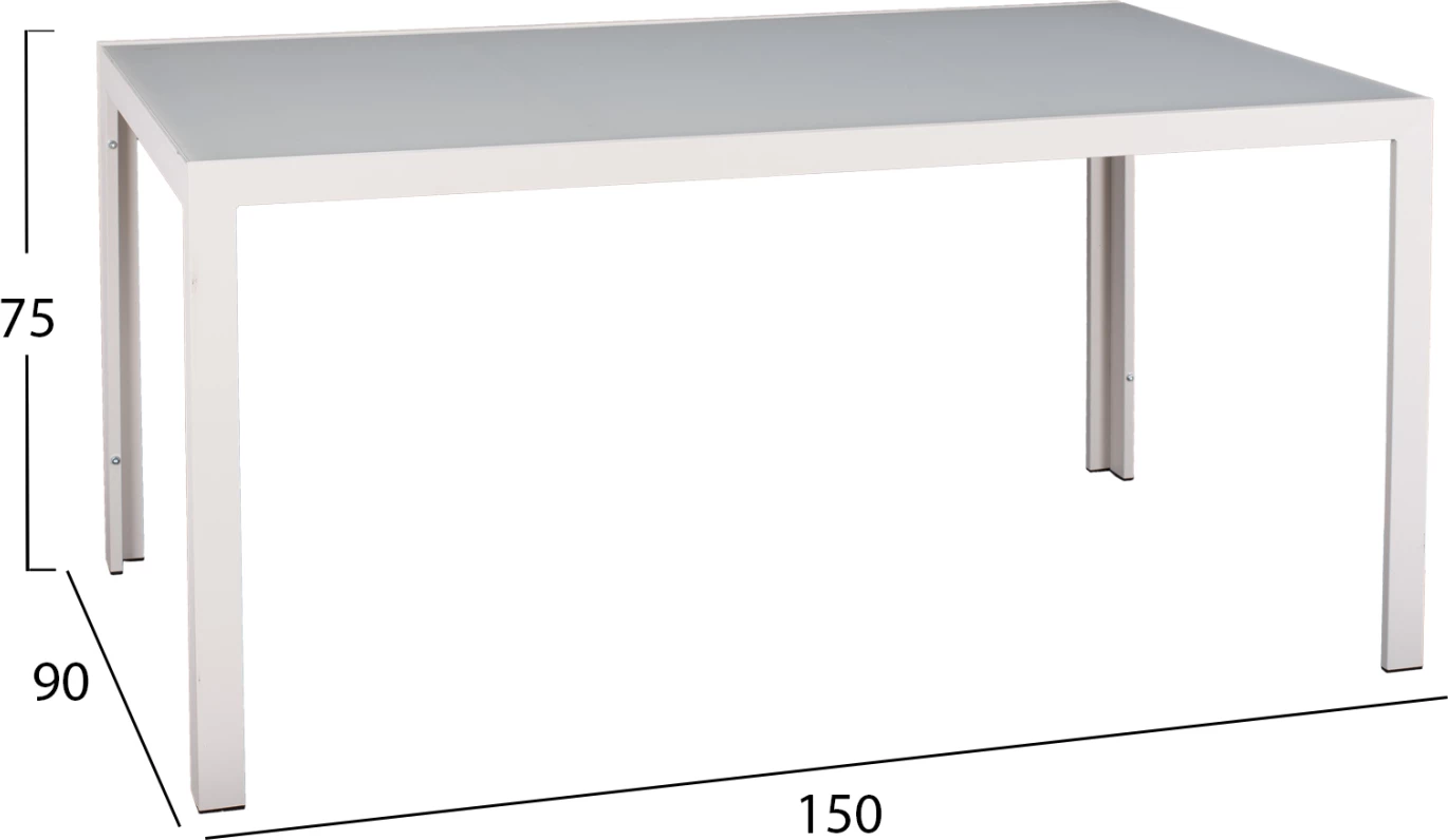Zunanja jedilna garnitura 5 kosov BRONCA FH21023 kovinska miza-4 aluminijasti stoli-bela