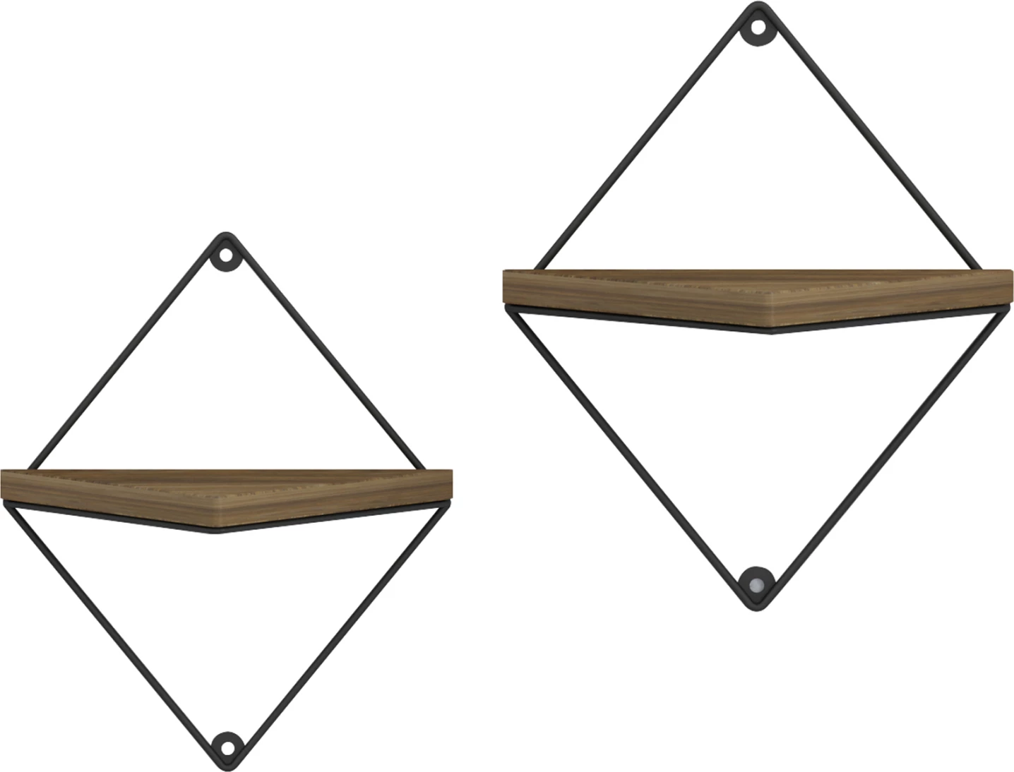 Stenske police 2-delni set EVERLEIGH FH8951.11 črna kovina-melamin v naravni barvi 22x13x30Hcm