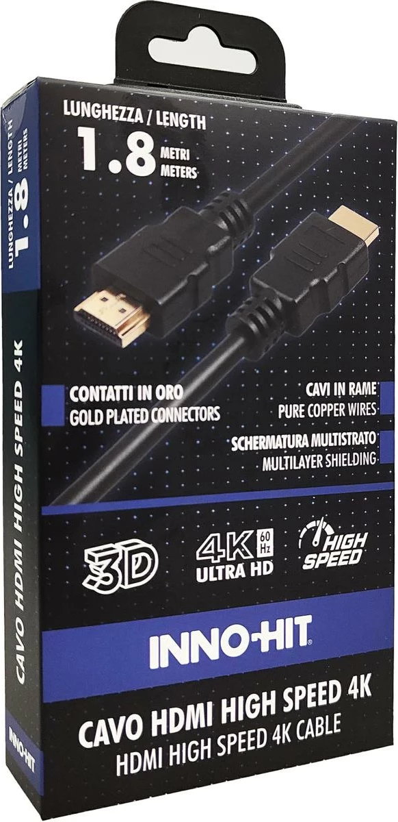HDMI kabel 4K HDR 60Hz 1,8 m, Inno-Hit, črn