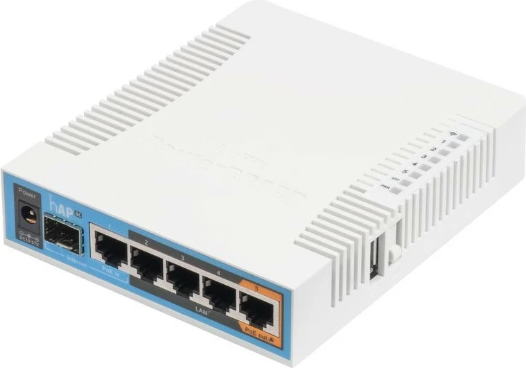 Brezžični usmerjevalnik MikroTik hAP ac, 2,4 GHz, 5 GHz, 500 Mbit/s, bel Brezžični usmerjevalnik MikroTik hAP ac, 2,4 GHz, 5 GHz, 500 Mbit/s, bel