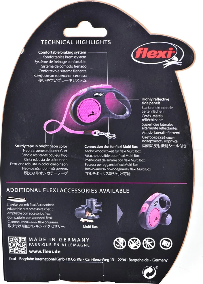 Povodec Flexi za pse, neonska barva, 5 m