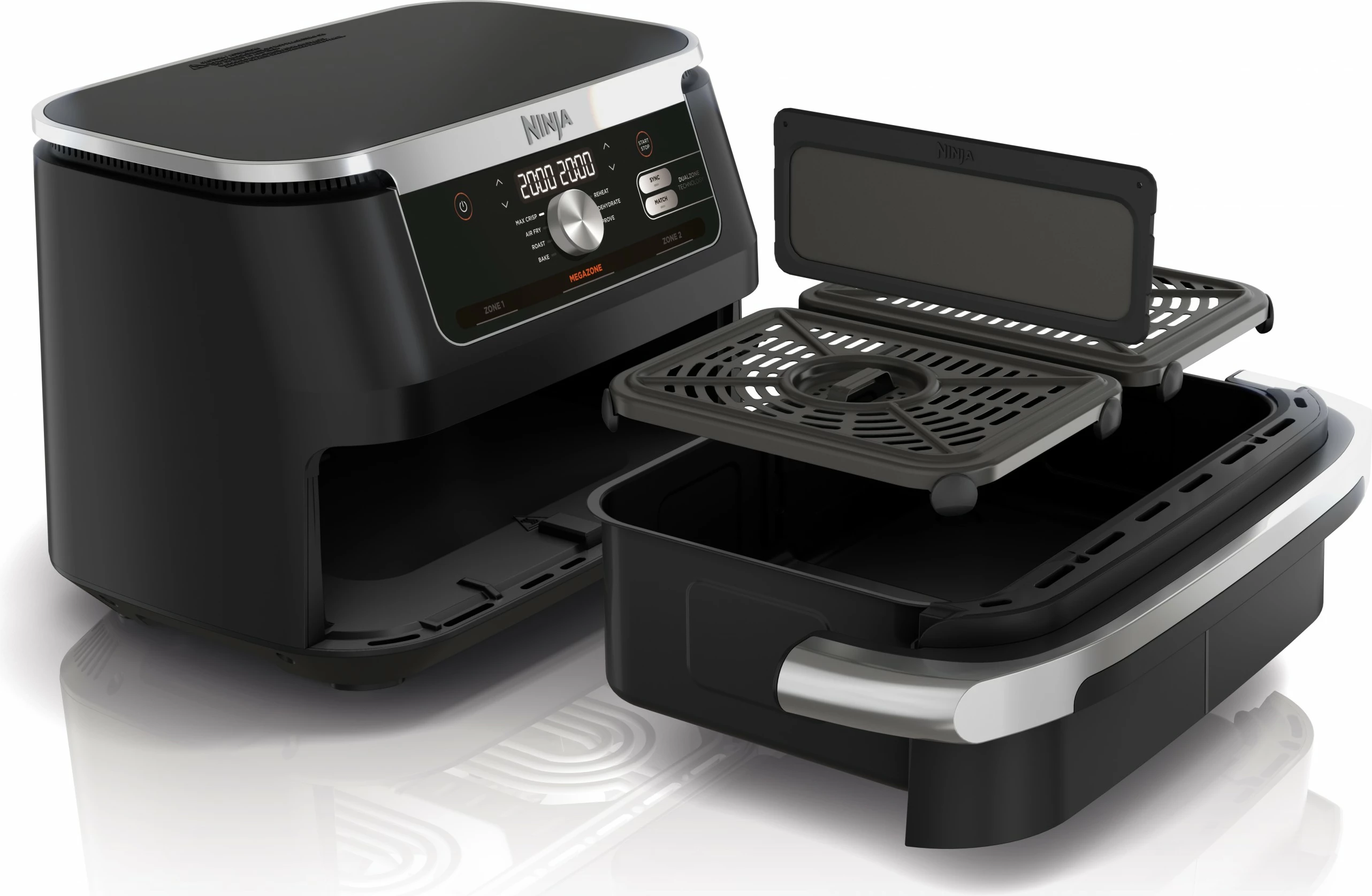 Pekač na vroč zrak, 10,4 L, 40–240 °C, za 8 oseb, dvojni, Ninja AF500EU, črno/nerjaveče