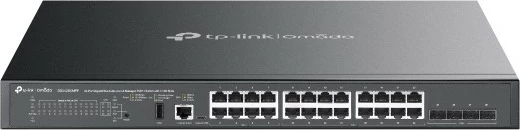Strokovni preklopnik TP-Link SG5428XMPP, L3, 24 Gigabit priključki, PoE, za rack, črn